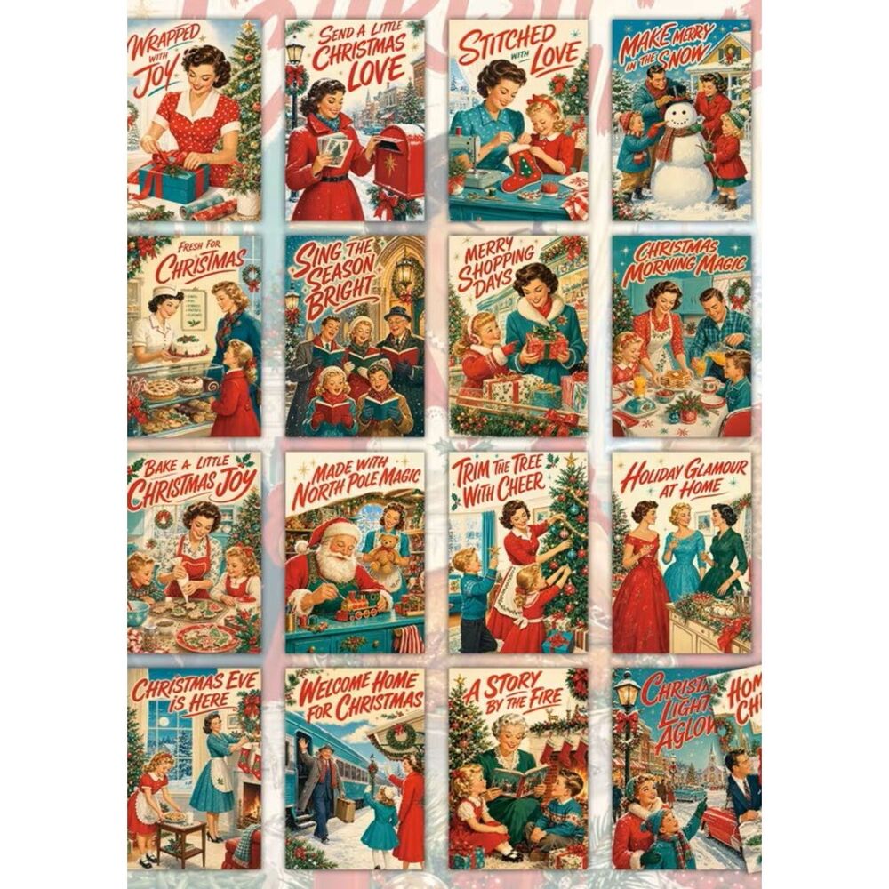 21 Vintage Style Christmas Postcards 4x6 Retro Family Holiday Junk Journal Cards